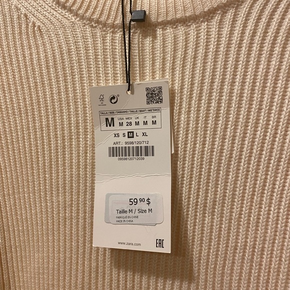 Zara Beige Sweater Size Medium - Picture 3 of 4